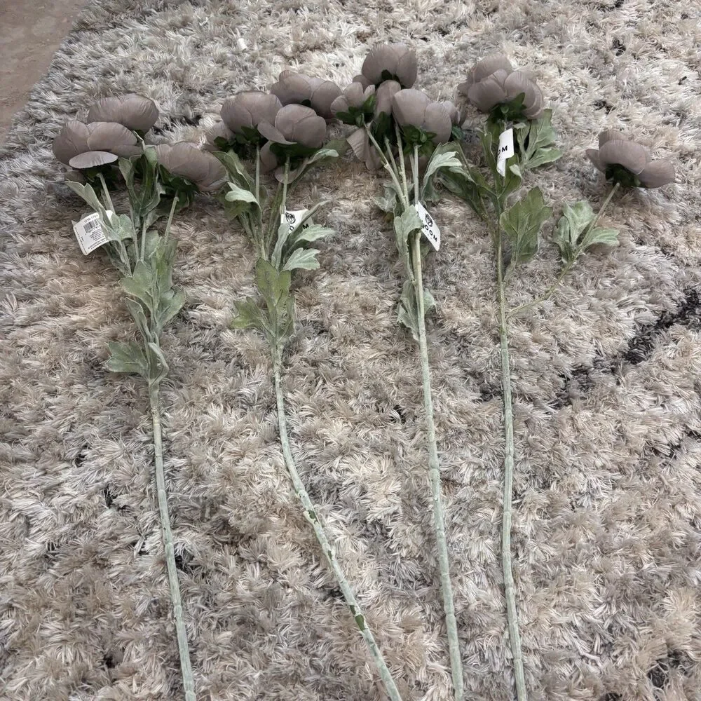 24pc Faux Floral Stem Lot Hydrangea Sunflower Eucalyptus Neutral Decor Bloom